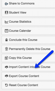 Import content into course
