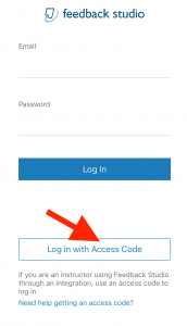 Log in with Access Code