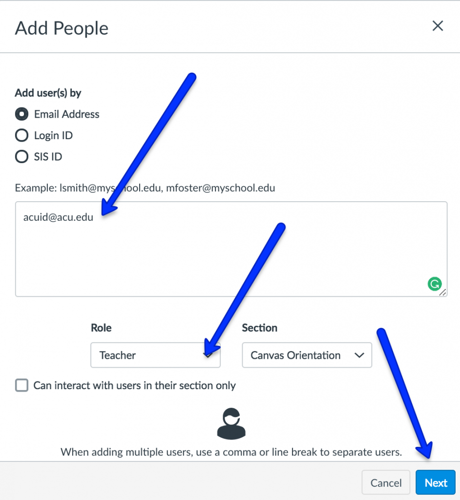 Add people screen in Canvas2