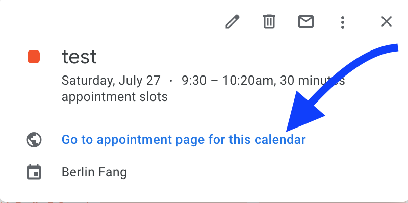 Screenshot shows scheduler in Google Calendar