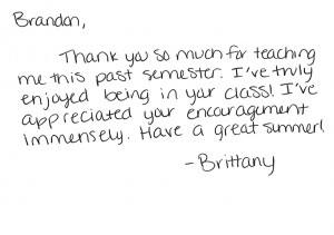 Note from Brittany Herrod
