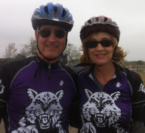 Mark and Laura repping the purple and white