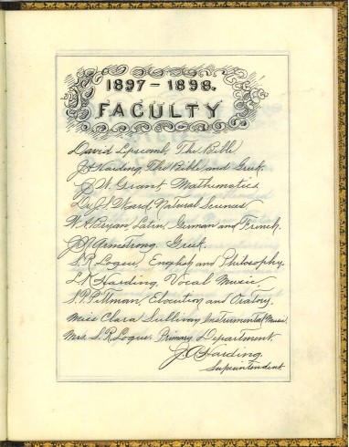1897-1898 Faculty. T. F. Dunn Nashville Bible School Diploma, 1898. Diploma, John Ridley Stroop Collection, Milliken Special Collections, Abilene Christian University, Abilene, TX.