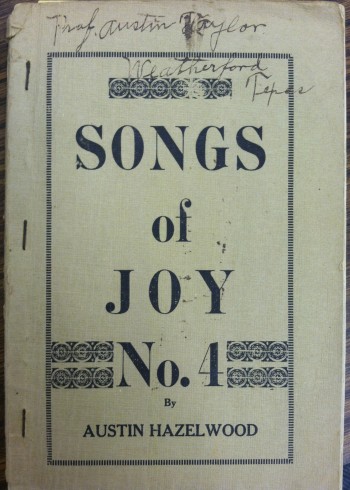 Austin Taylor signature on Songs of Joy no. 4