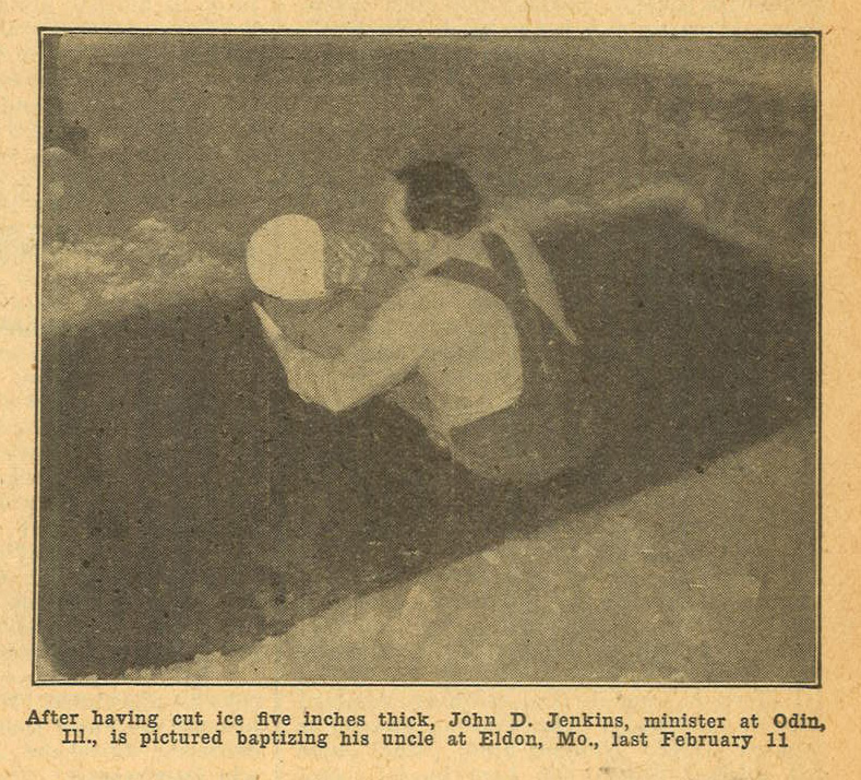 Baptism in ice, Christian Standard, October 30, 1948, p. 715