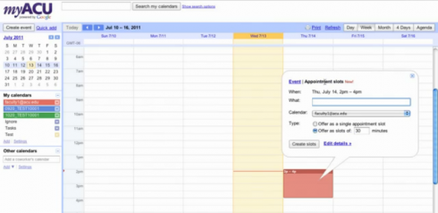 Google Calendar for Office Hours