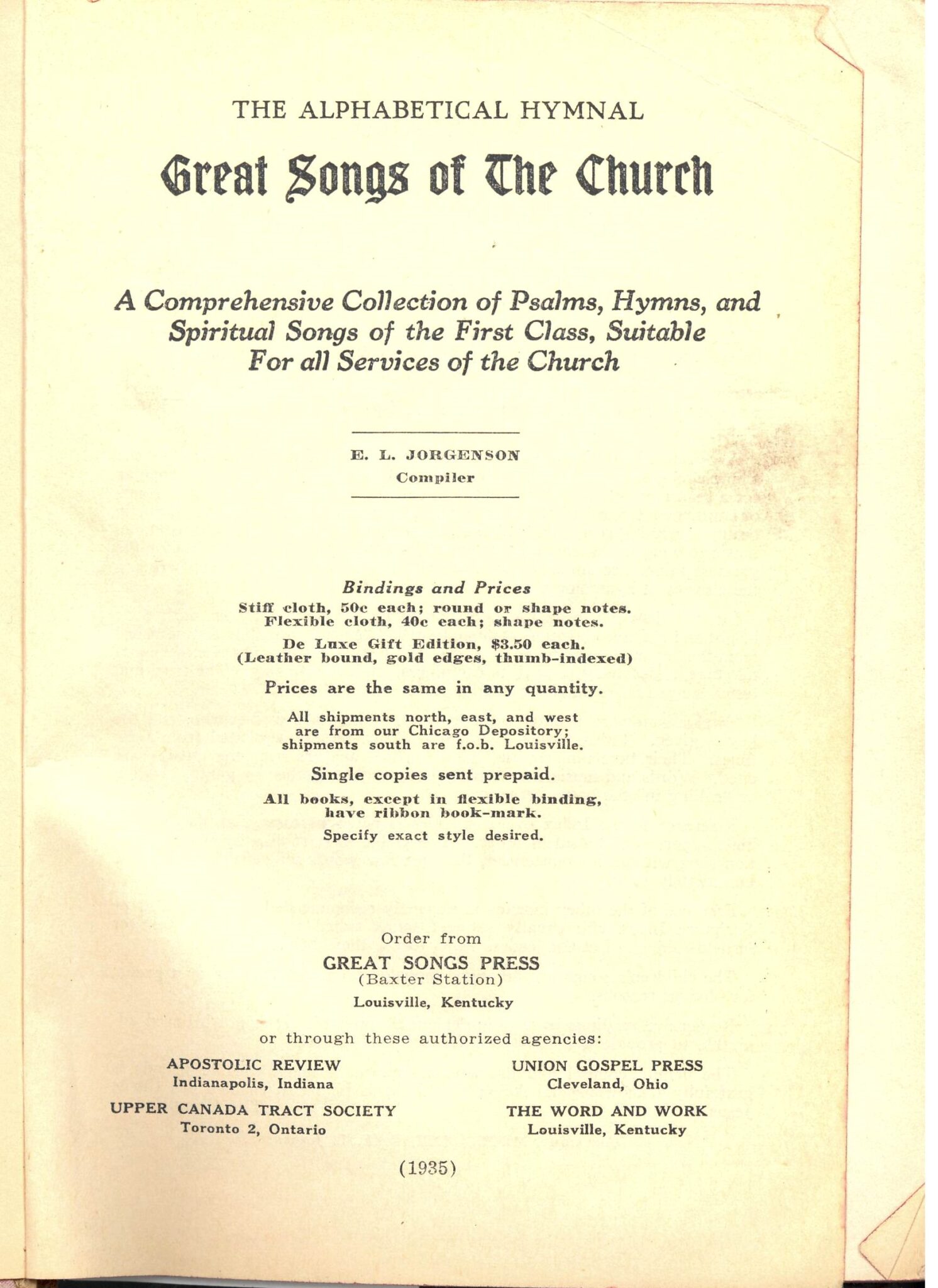 A Century of Great Songs: E. L. Jorgenson’s Remarkable Hymnal | Abilene ...